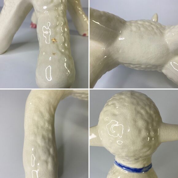 Vintage 8" Ceramic Lamb Planter Long Legs USA Nursery Decor Kitschy Rosy Cheeks - Picture 12 of 12